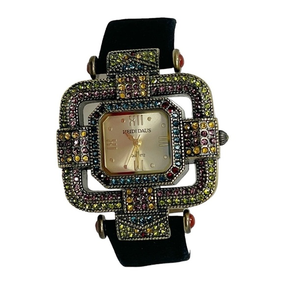 Heidi Daus Art Deco Swarovski Crystal Face Watch - Picture 3 of 8
